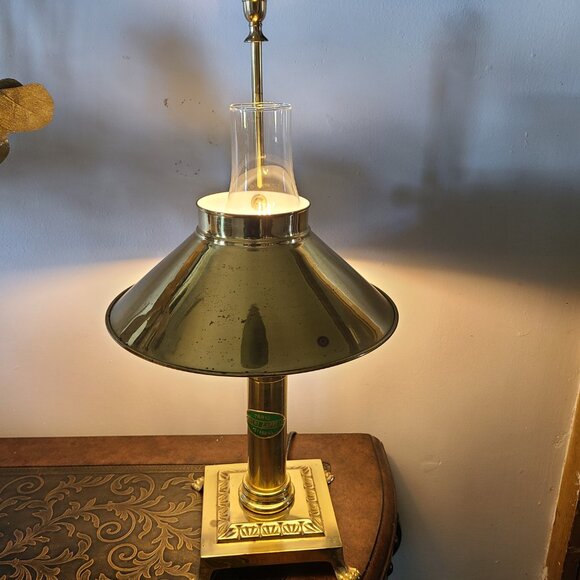Vintage Paris To Istanbul Orient Express Brass Clawfoot Adjustable Table Lamp - Picture 4 of 9